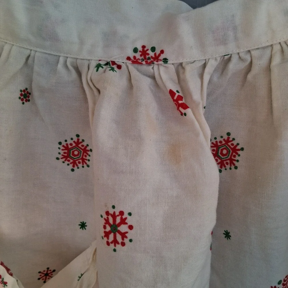 Vintage Christmas Carolers Half Apron Red Green Snowflake Retro Cotton Pocket